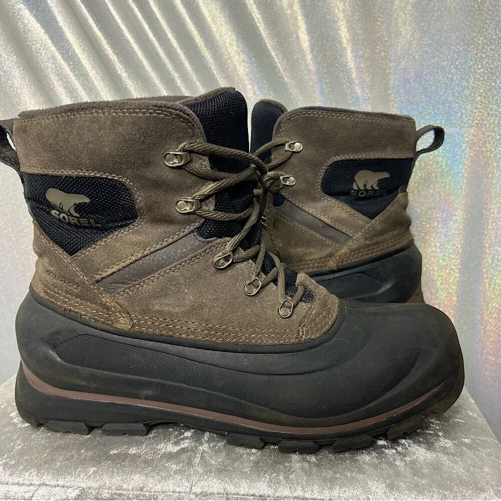 Sorel winter boots brown black waterproof cold weather snow outdoors hiking